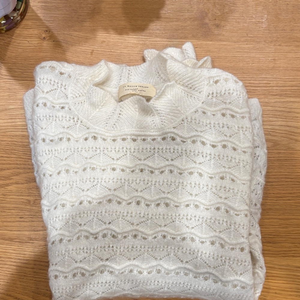 Sézane white lace sweater